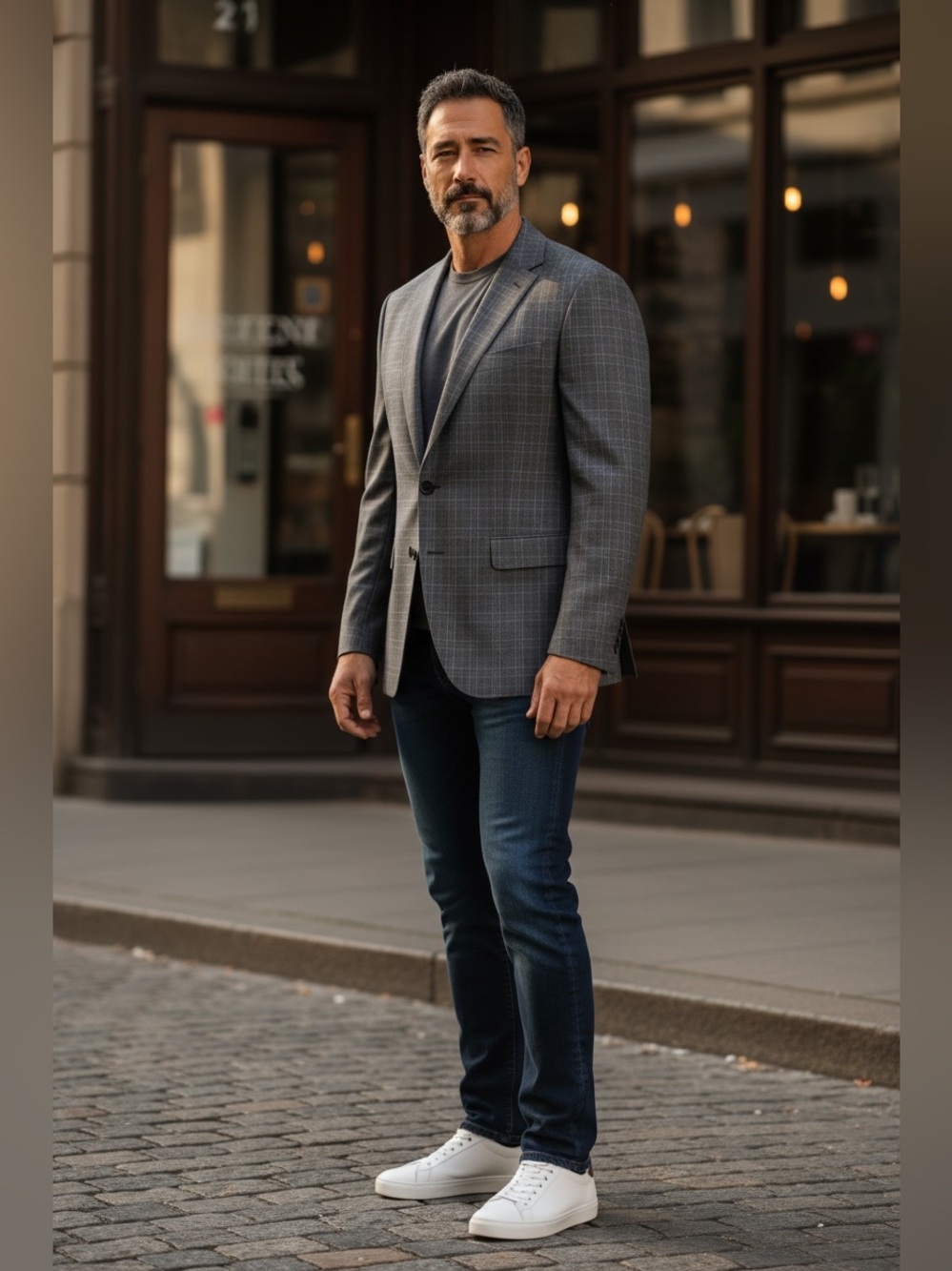 Men's Gray Windowpane Blazer - Elba (Macy’s)